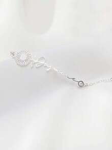 Personalized Birthday Flower Anklet, Birthday Gift, Customized Text Anklet, Boho Style Beach Jewelry, Stainless Steel Curb Chain Anklet For Women, Beach Ankle Chain, Mother's Day, Valentine's Day, Thanksgiving, Birthday, Anniversary, Best Gift, Christmas Gift - L - View 3