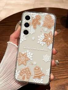 1pc Transparent Snowflake Gingerbread Man Painted Thick Shockproof Painted Phone Case Compatible With IPhone 17pro/17Air /17/17promax16/11/16pro/16plus/16promax/16e/15Promax/13/14/12/XS/XR/7G/8P, Compatible With Samsung Galaxy S25/S25PLUS/S25 Ultra/A16/A36/A26/A56/A50/A12/A32/A52