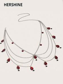 Hershine Modny damski wisiorek w kształcie kropli wody, personalizowany łańcuszek na talię, damski łańcuszek do paska w stylu vintage punk dark, damski łańcuszek na talię do stroju koncertowego, klasyczny dodatek do koszul, spodni i sukienek, odpowiedni na spotkania, imprezy, stroje na Halloween i Boże Narodzenie, wielofunkcyjny dodatek. Boże Narodzenie, dodatek do kostiumu na Halloween, idealny prezent dla rodziny i przyjaciół, prezent na Święto Dziękczynienia, do codziennego użytku na Halloween, lato, szkołę, jesień, Halloween.