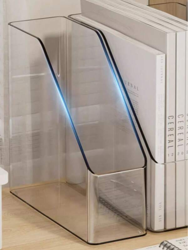 1 pieza Estantería de escritorio transparente para archivos, libros y papelería, caja de almacenamiento de acrílico para oficina, simple caja de almacenamiento transparente de escritorio para archivos A4, clasificación de libros, caja de organización de libros de texto para dormitorio