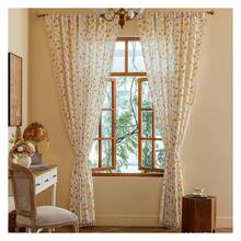 Floral Curtains 63 Inch Length - 2 Panel Tassel Drapes, Semi Sheer Window Treatments For Living Room, Boho Bedroom, Rod Pocket Farmhouse Decor - Multicolor 183 - View 4