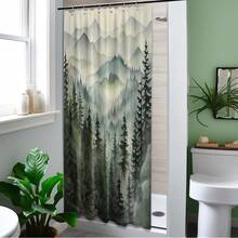 Green Forest Small Shower Curtain Stand Up Stall Shower Curtains Rv Narrow Nature Rustic Woodland Pine Tree Bathroom Decor, Waterproof Cloth Fabric With Hooks 36''W X 72''L{"Color_name":"Green","Size_name":"36\"Wx72\"L(Packof1)"} - 多色10 - 查看 1