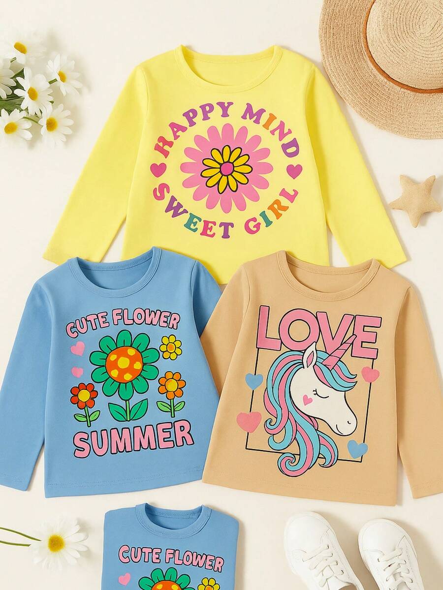 Kit 3 Children's T-Shirts Girls ASSORTED Sleeve - 長篇漫畫 - 查看 1