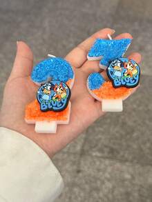 Bluey شمعة عيد ميلاد كرتونية كاواييي مناسبة لحفلات العطلات وديكورات كعكة عيد الميلاد بتصميم كرتوني ممتع