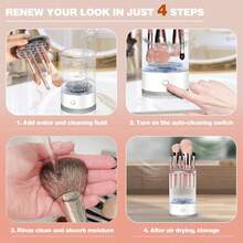 Makeup Brush Cleaner, Auto-Rotating Cozy Luna Brush Cleaner For Deep Cleaning, Upgraded & No Need To Install, One-Click Operation, Suitable For All Of Makeup Brushes (2PCS) - Default-white - View 11
