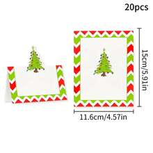 20PCS Christmas Party Decoration Seat Cards, Christmas Hats, Christmas Trees, Christmas Wreaths, Christmas Hearts, Christmas Elf Theme Elements, Party Decorations Can Be Folded As Cards, Suitable For Christmas Party Desktop Decorations