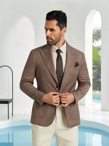 Men's Suit Blazer Casual Coats Lightweight Party Jackets Groomsmen Sports Coat Two Button Tuxedo Suits Khaki - 2369卡其 - 查看 3