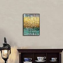 Modern Creative Canvas Abstract Golden Leaf Art Poster, Single Piece Wall Art, Waterproof & Odorless, Birthday Gift, Decor For Bedroom, Office, Living Room, Dorm