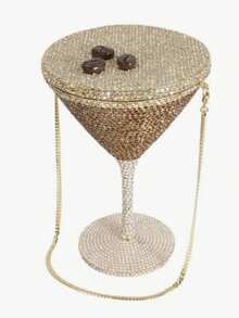 Women Goblet Rhinestone Evening Bag Cocktail Cup Diamond Clutch Funny Crystal Prom Handbag Wedding Purse For Party - Coffee - View 7