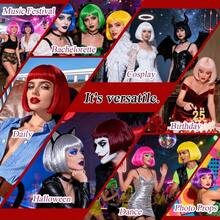 Short Wigs With Heart And Hair Cap Set Of 3 Colorful Neon Wig Funny Cosplay Halloween Party Costume Pink