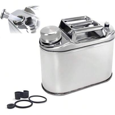 Tanque para Gasolina de Acero Inoxidable 5L 1.3 Galones, Recipientes para Gasolina Espesado con Salida de Aceite Asa Porttil, Recipiente de Combustible Metal para Auto Motocicleta SUV ATV