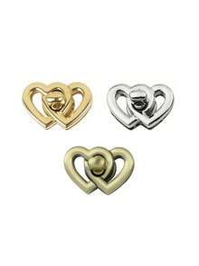 金属心形转锁，双心形设计，DIY 包袋五金扣，女士钱包和手提包按扣，皮革工艺女式手提包钱包扣 DIY 五金配件，帽子装饰五金 DIY 皮革工艺钱包配件 - 彩色 - 查看 24