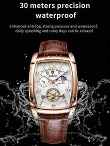 LIGE新款时尚男士机械表生活防水夜光表日月表盘设计高端简约手表男