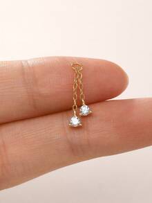 1pc 925 Sterling Silver Earring Accessory, 18k Gold Plated Earring Connector Chain, Convertible Pendant Chain For Women, Suitable For Double Ear Piercings - Gold - View 9