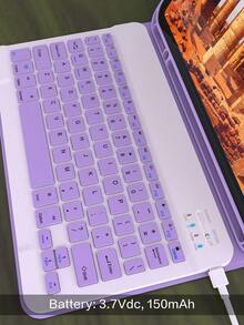 适用于 iPad 的无线键盘保护套,可拆卸皮革保护套带笔槽,支持自动休眠/唤醒功能,内置 150mAh 无线蓝牙键盘,纤薄轻巧支架式保护套 - 浅紫色 - 紫丁香色 - 查看 10