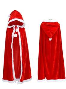 1pc Festive 150CM90CM Red Hooded Cape,Christmas Outfit Women,Red Dress - Multicolor - View 2