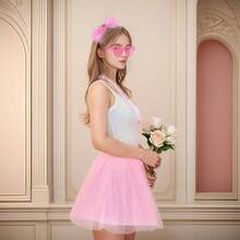 80s Women Tutu Costume Accessories Blue Striped Sock Lace Headband Skirt Necklace Halloween Mardi Gras Party