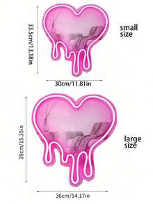 Srebrne lustro LED Neon zasilane przez USB, topiące się serce, artystyczne lustro: odpowiednie do wystroju domu, studia, salonu, salonu tatuażu, sztuki dekoracyjnej, prezentu urodzinowego