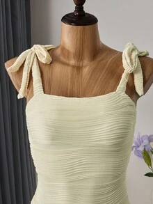 Bellisia Summer Beach Solid Tie Shoulder One Piece Swimsuit Bathing Suit One Piecebathing Suit