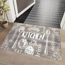 1pc Crystal Velvet Kitchen Rug, Modern Simple Non-Slip Washable Decorative Entrance Mat