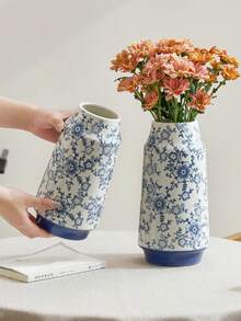 Wazon porcelanowy w kolorze niebieskim i białym, duża ceramiczna ozdoba, kreatywny stolik do herbaty, salon, woda odżywcza, kompozycja kwiatowa, ekskluzywny, nowy wazon w stylu chińskim