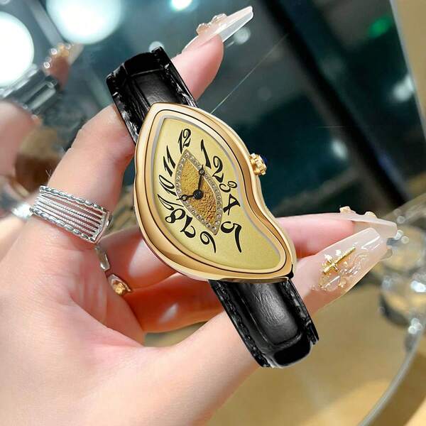 El reloj de cuarzo con forma asimétrica del 2025, distorsión de derretimiento del milenio retro Y2k, arte de nicho, de alta gama, regalo de reloj para hombres y mujeres