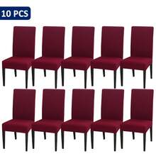 1pc/4pcs/6pcs/8pcs/10pcs Solid Milk Silk Chair Covers, Polyester Elastic Dining Chair Slipcovers