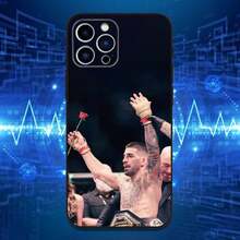 Custodia per telefono I-Ilia Fighting T-Topuria compatibile con 16, 15, 14, 13, 12, 11 Plus, Pro Max, XS, X, XR, SE, Mini, 8, 7, in morbido silicone nero, compatibile anche con custodie per iPhone 17, 17 Pro e 17 Pro Max