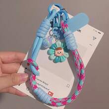Cordon de téléphone pendentif tournesol, sangle de poignet tressée réglable, anneau de doigt et cordon de téléphone double usage, sangle de main anti-perte pour l'extérieur et les voyages, nouveau - Multicolore - Voir 7