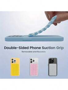 多用途方形硅胶吸盘手机支架，强粘性吸盘，硅胶手机吸盘配件，强力吸力手机支架，适用于各种场景防止手机掉落，用于视频、震动、自拍手机配件 - 彩色 - 查看 7