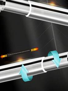 1pc Extra Long No Drill Stainless Steel Adjustable Curtain Rod, 2.5CM Diameter, Black/Silver Curtain Rod, Wardrobe Hanging Rod, Retractable Rod, Clothesline, No Drilling Required, Stainless Steel Material, Easy Installation, Multi-Purpose For Bedroom, Balcony, Wardrobe, Outdoor Clothesline