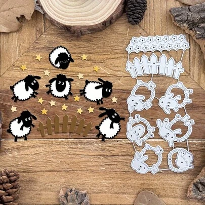 1pc Cute Jumping Sheep Metal Cutting Die For DIY Scrapbooking, Greeting Cards, And Home Decor - Metal Template Craft