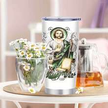 1pc 20 Oz Stainless Cup, Sublimation Mug, Leak Proof Lid Prevents Spills, Christmas Gift, A Thoughtful Gift For Coffee Lovers, Green Bay Packer, Saintly Sipster