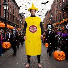 Halloween Adult Men Women Funny Cerative Dress Up Dress-Up-Mustard Ketchup Bottle Costume - Mustard Tomato Ketchup Unisex Dress Up - Adult Sizes, Party Dress