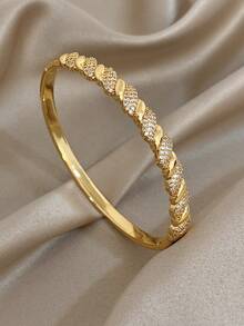 1pc 14K Gold Plated Asymmetric Cross Geometric Bracelet, Elegant Stackable Bracelet For Women, Daily Party Christmas Gift - D997485B - View 1