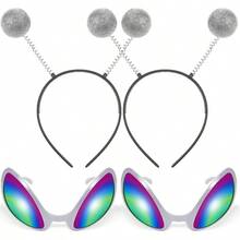 Alien Headband And Glasses Alien Martian Antenna Headband Set Costume Party Favors Accessory Adults And Kids Multicolored Plastic Fun Halloween Party Supplies