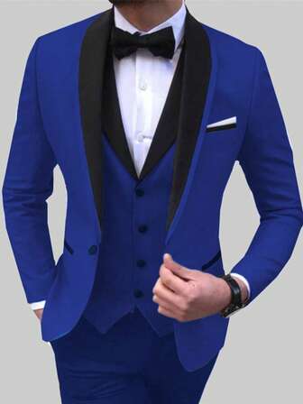 男士春季高品质商务西装，男士纯色新郎婚礼正装，男士修身奢华礼服，男士西装外套、马甲和西裤套装