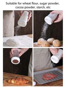 1 件塑料面粉筛、手持面粉粉糖分配器、小麦粉网筛、调味粉撒布器、调味粉瓶、手动粉筛、带盖可可粉撒布器、肉桂筛、糖粉摇晃器、适用于糖霜、可可粉、巧克力粉、面粉、抹茶粉、咖啡粉 - 白色 - 查看 9