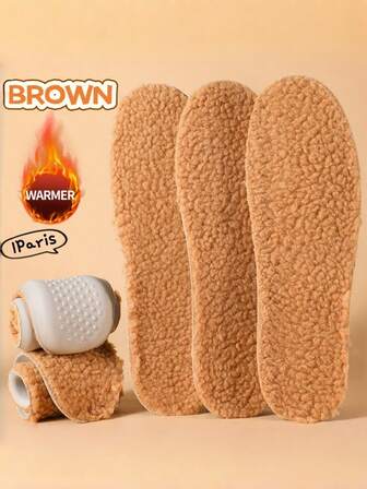 QKC Plantillas de invierno de látex con forro de lana grueso, suave y amortiguador, cómodo para uso prolongado, unisex para deportes y casual, calentador de pies para el invierno