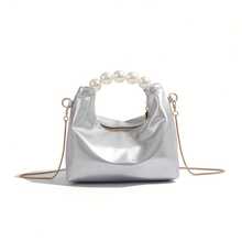 Mini Borsa a Tracolla con Tracolla a Catena Regolabile - Stile Casual con Decorazione di Perle Nere, Adatta per il Pendolarismo Quotidiano e Abbigliamento Casual Borsa a Spalla Compatta