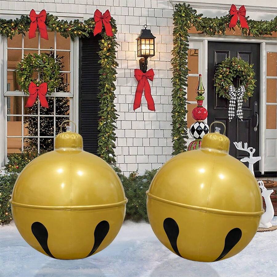 1/2 piezas Bola de campana inflable, material de PVC, adecuada para decoración colgante de Navidad interior/exterior, decoración de fiesta de Año Nuevo, regalo de Navidad