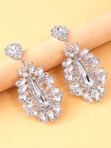 1 Đôi bông tai hình giọt nước lấp lánh pha lê, Phụ kiện trang sức dành cho nữ - Bạc - Xem 6