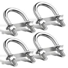 4Pcs M6 U Bolts, 1 Inch Wide Round Galvanized Carbon Steel Bolts With Nut, Washer, Plate, U Clamp Great For Machinery Supports, Pipes, Rigging And Industrial Steel Structures(25mm*70mm) - 黑色 - 查看 1