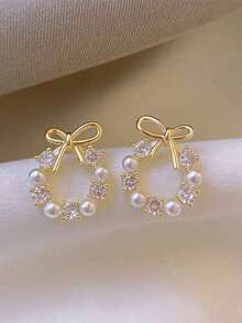 1 Pair Classic French Fashion Korean Style Earrings, Minimalist Delicate Faux Pearl Luxury Earrings - Multicolor - View 5