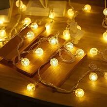 1 pieza Luces de cadena de bola de cristal LED, luces de decoración de ambiente para carpa de camping al aire libre, lámpara de bola de cristal, decoración para habitación, patio exterior