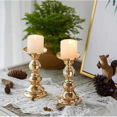 1pc/2pcs, Wedding Pillar Candle Holder, Wedding Centerpiece Metal Candlestick Candle Holder Decoration Perfect For Wedding Special Event Party Living Room (Candle Not Included)