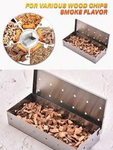 Smoker Box For BBQ Grilling Wood Chips, Stainless Steel Smoking Box Non-Warp For Barbecue, Best Grill Accessories For Charcoal Grill And Gas Grill With Large Capacity - Multicolor - View 2