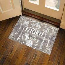 1pc Crystal Velvet Kitchen Rug, Modern Simple Non-Slip Washable Decorative Entrance Mat
