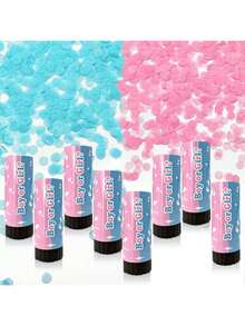 8个五彩纸屑礼炮，适用于性别揭晓派对、婚礼、返校季、生日派对、迎婴派对、周年纪念、圣诞节、返校用品、教室装饰、新年派对、趣味派对用品、装饰品和小礼物、房间家居装饰、母亲节、毕业典礼等场合（请勿将发射管对准人或物体）。 - 彩色 - 查看 12