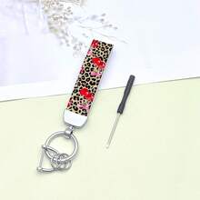Fashionable Unisex Leopard Print Leather Keychain // Elegant Ladies' Leather Strap Key Chain, Fit For Any Vehicle - Multicolor - View 24